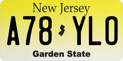 NJ license plate A78YLO