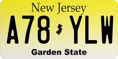 NJ license plate A78YLW
