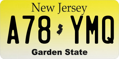 NJ license plate A78YMQ