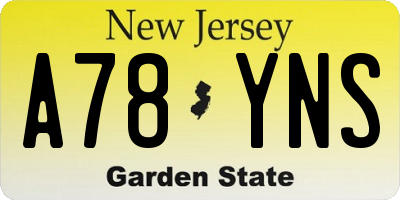 NJ license plate A78YNS