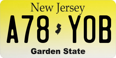 NJ license plate A78YOB