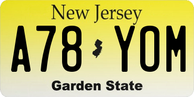 NJ license plate A78YOM