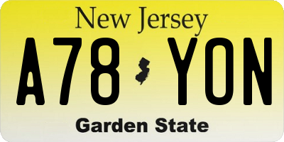 NJ license plate A78YON