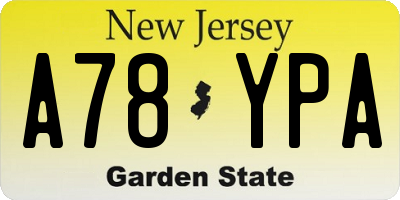 NJ license plate A78YPA