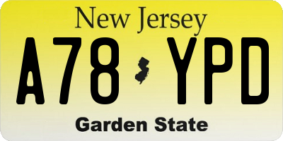 NJ license plate A78YPD