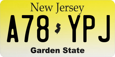 NJ license plate A78YPJ
