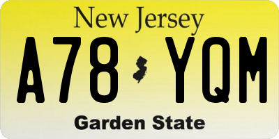 NJ license plate A78YQM