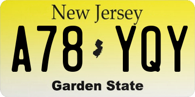 NJ license plate A78YQY