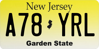 NJ license plate A78YRL