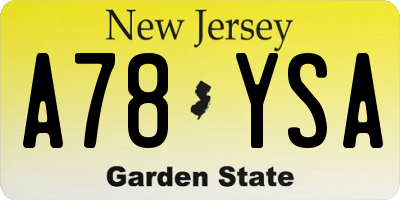 NJ license plate A78YSA