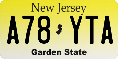 NJ license plate A78YTA