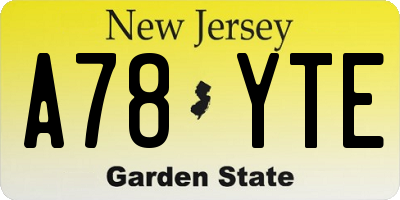 NJ license plate A78YTE