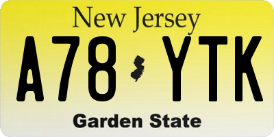 NJ license plate A78YTK