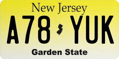 NJ license plate A78YUK