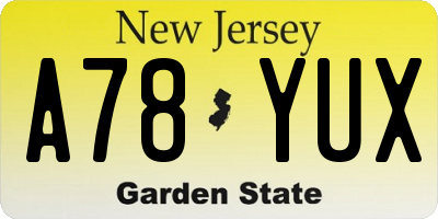 NJ license plate A78YUX