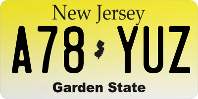 NJ license plate A78YUZ
