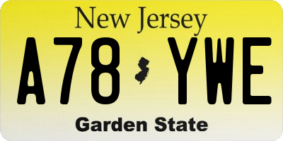 NJ license plate A78YWE