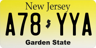 NJ license plate A78YYA