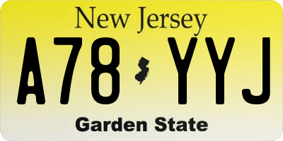 NJ license plate A78YYJ