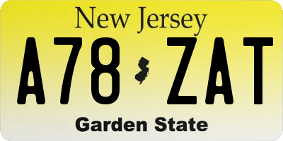 NJ license plate A78ZAT