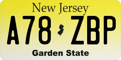 NJ license plate A78ZBP