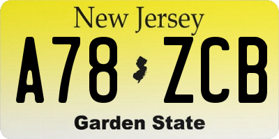 NJ license plate A78ZCB