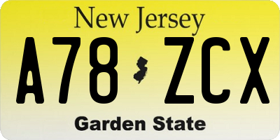 NJ license plate A78ZCX