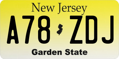 NJ license plate A78ZDJ