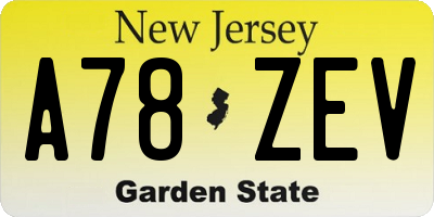 NJ license plate A78ZEV