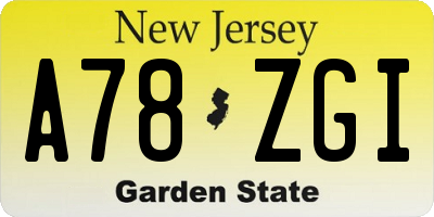 NJ license plate A78ZGI