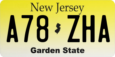 NJ license plate A78ZHA