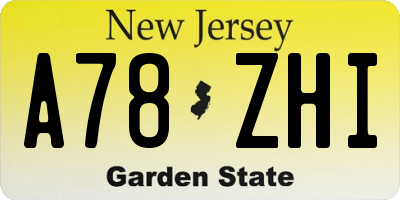 NJ license plate A78ZHI