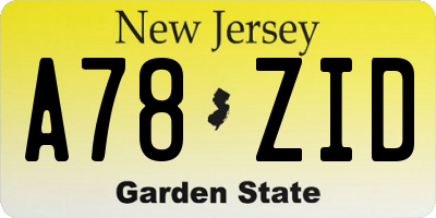 NJ license plate A78ZID
