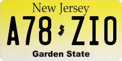 NJ license plate A78ZIO