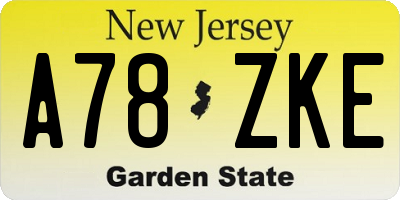 NJ license plate A78ZKE