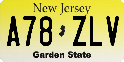 NJ license plate A78ZLV