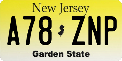NJ license plate A78ZNP