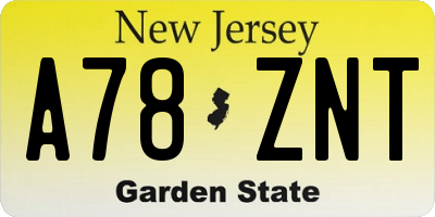NJ license plate A78ZNT