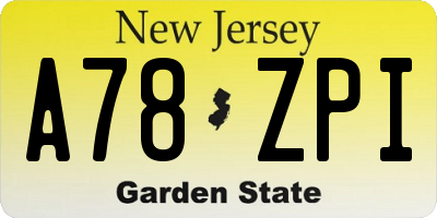 NJ license plate A78ZPI