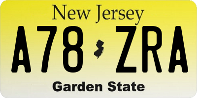 NJ license plate A78ZRA