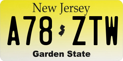 NJ license plate A78ZTW