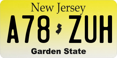 NJ license plate A78ZUH