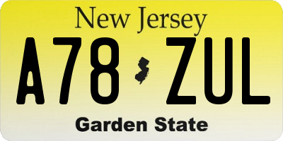 NJ license plate A78ZUL