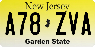 NJ license plate A78ZVA