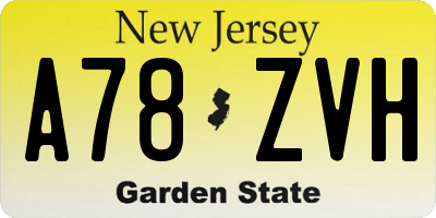 NJ license plate A78ZVH