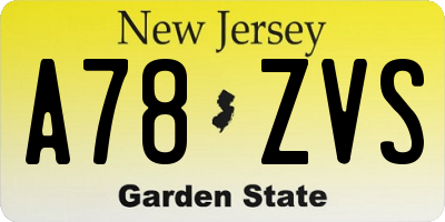 NJ license plate A78ZVS