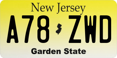 NJ license plate A78ZWD