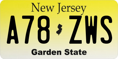 NJ license plate A78ZWS