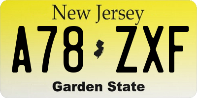 NJ license plate A78ZXF