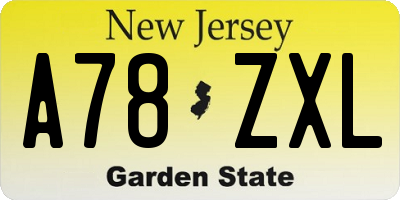 NJ license plate A78ZXL